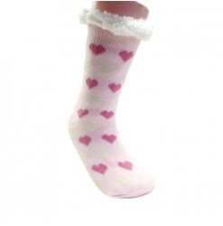 PINK WINTER SOCKS WITH HEARTS