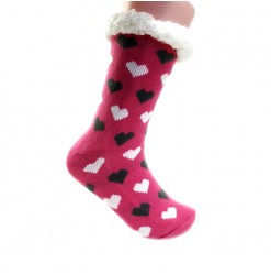 FUXIA WINTER SOCKS WITH HEARTS