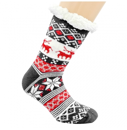 BLACK AND RED CHRISTMAS SOCKS ONE SIZE